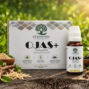 Vedantara Naturals Ojas+ Ayurvedic drops for men with Ashwagandha, Safed Musli and Shilajit